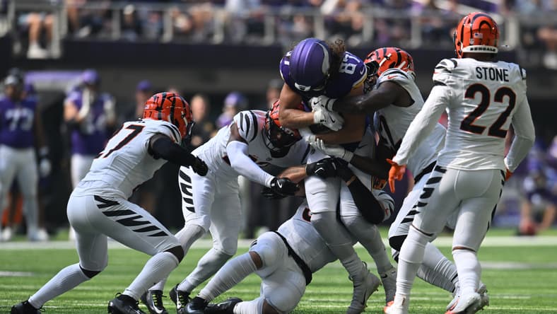 Vikings TE T.J. Hockenson in Week 3 of 2025