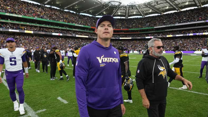 Minnesota Vikings HC Kevin O'Connell in Ireland in Week 4 of 2025.