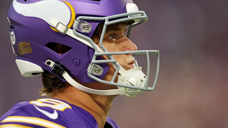 J.J. McCarthy takes the field at U.S. Bank Stadium before facing the Atlanta Falcons in Minneapolis.