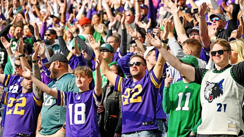 Vikings fans in Week 7 of 2025 at U.S. Bank Stadium