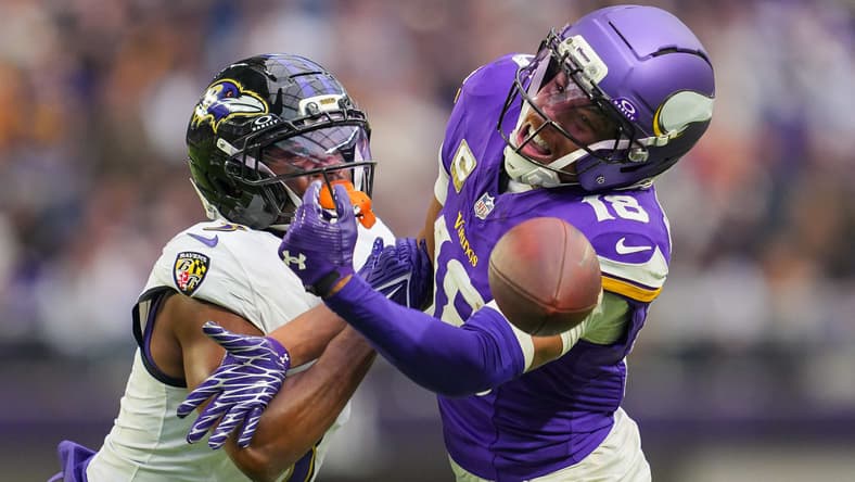 Vikings WR Justin Jefferson against the Ravens in 2025