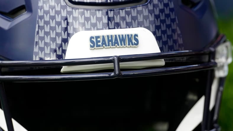 Seattle Seahawks helmet in the 2025 preseason.