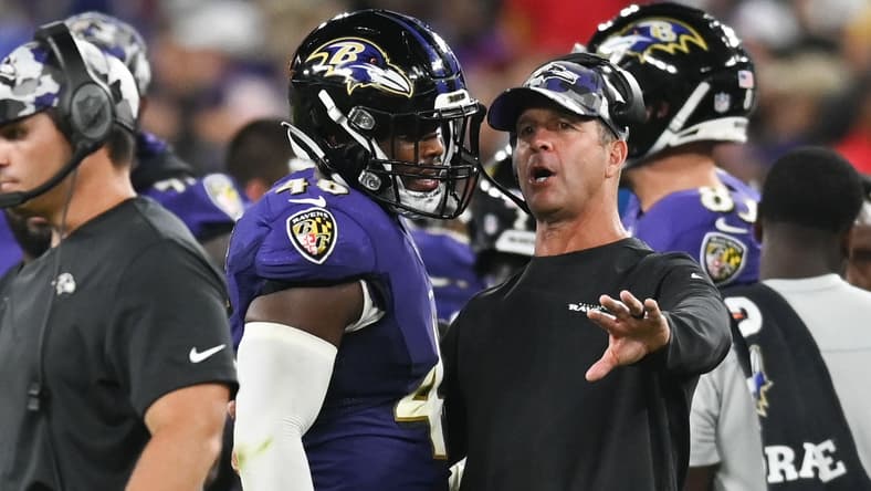 Ravens LB Josh Ross chats with John Harbaugh