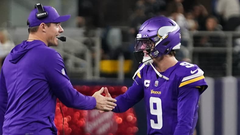 Kevin O'Connell and J.J. McCarthy in Week 15 of 2025