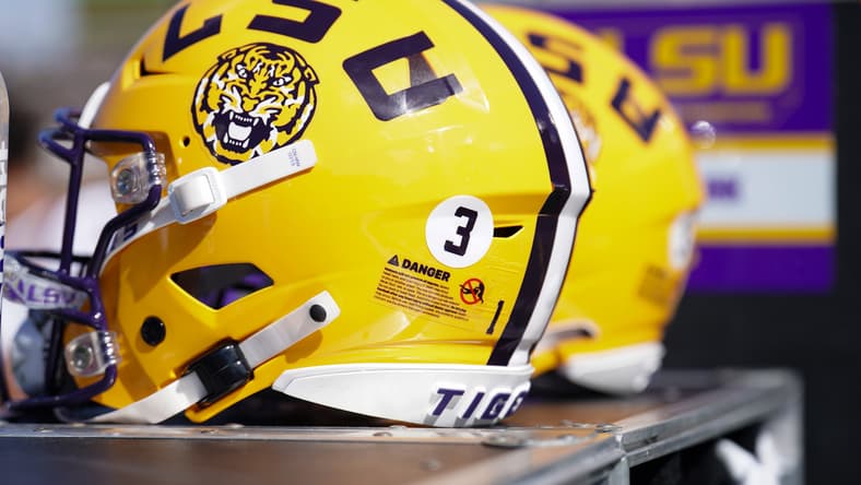 LSU Tigers helmet during game against Missouri at Faurot Field