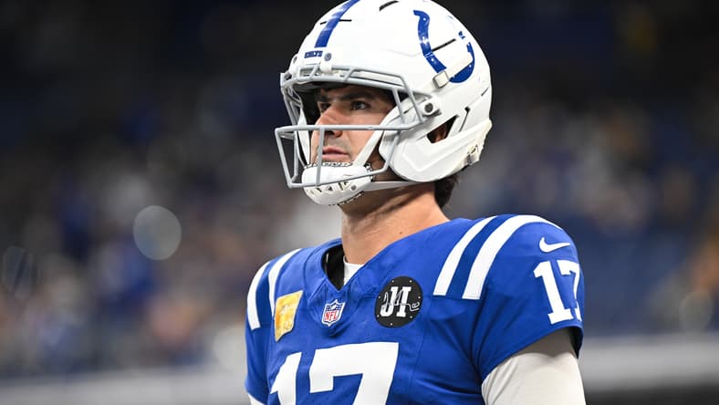 Daniel Jones watches from the sideline before the Colts played the Titans at Lucas Oil Stadium. Vikings 2026 schedule