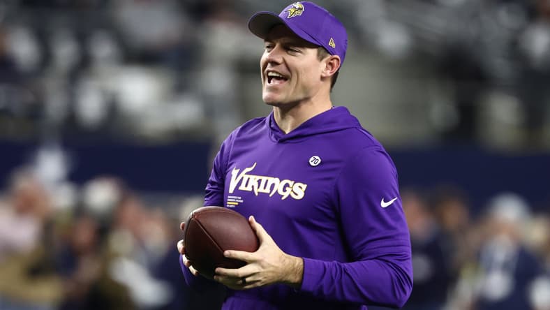 Vikings head coach Kevin O’Connell before a game against the Dallas Cowboys at AT&T Stadium.