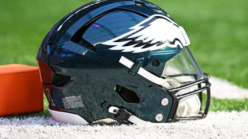 Eagles helmet on the field in October 2025
