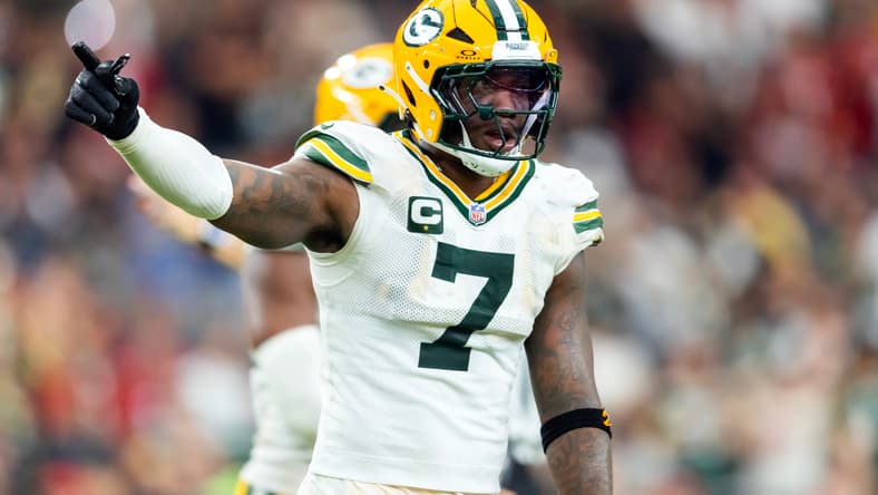 Quay Walker stands on the field during a Packers game against the Cardinals at State Farm Stadium. Vikings offseason grade