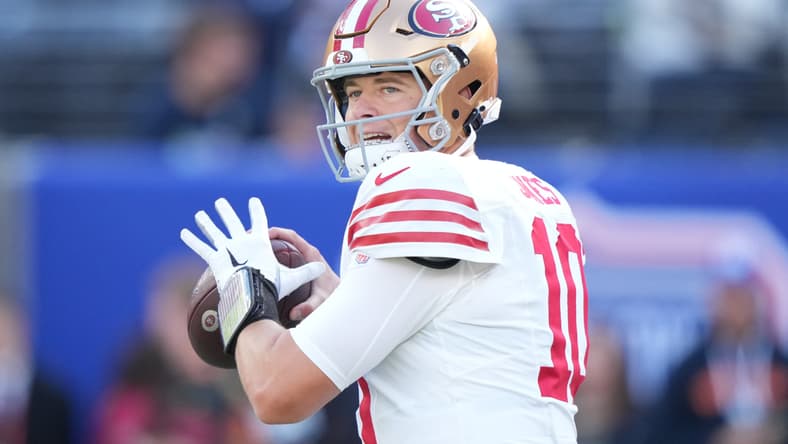 49ers QB Mac Jones in 2025 in New Jersey