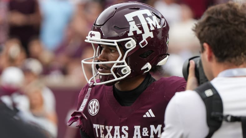 Aggies WR KC Concepcion against USTA in summer 2025