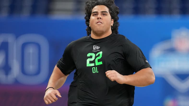 Utah OT Spencer Fano at the 2026 NFL Combine