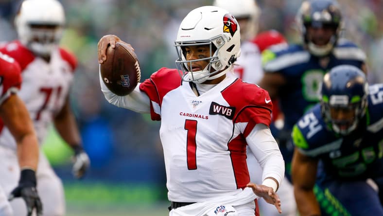 Kyler Murray scrambles out of the pocket during a Cardinals game against the Seahawks at CenturyLink Field.