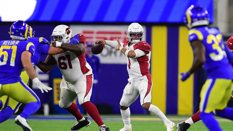 Kyler Murray throws a pass for the Arizona Cardinals against the Los Angeles Rams. Jonathan Greenard trade