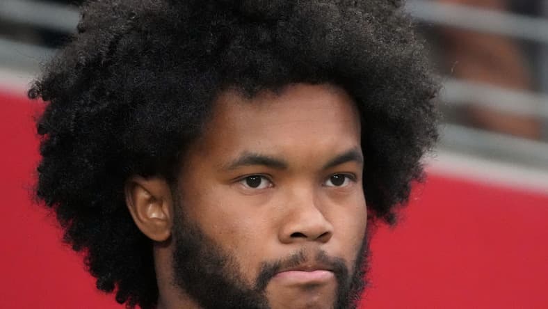 Arizona Cardinals quarterback Kyler Murray looks on during a game in the 2022 NFL season.