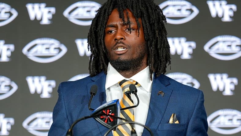 Wake Forest RB Demond Claiborne in the summer of 2025 in Charlotte