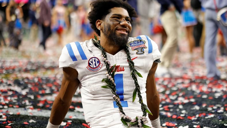 Ole Miss De'Zhaun Stribling at the Sugar Bowl in 2026.