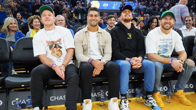 49ers QB Jimmy Garoppolo in 2022 at an NBA game