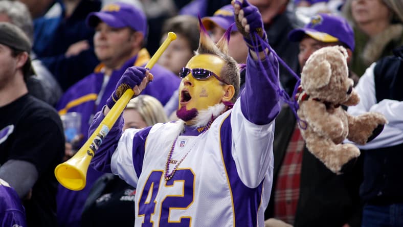 Vikings and Bears fans in 2007 during a December game