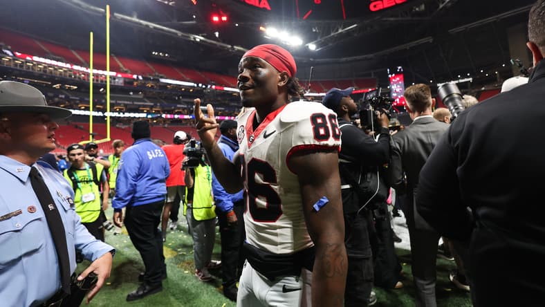 Dillon Bell stands on the field after Georgia's SEC Championship Game against Alabama. Vikings roster
