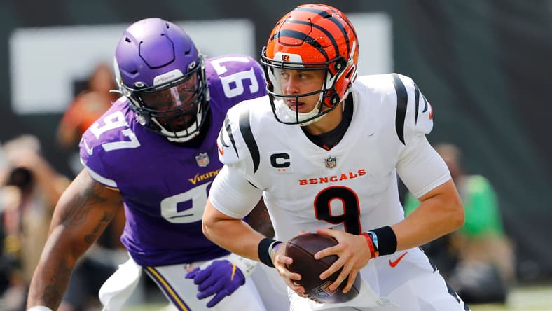 Bengals QB Joe Burrow gainst the Vikings in 2021