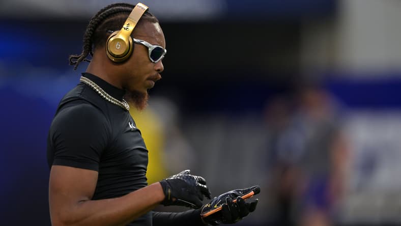 Vikings WR Justin Jefferson before a game against the Chargers in 2025