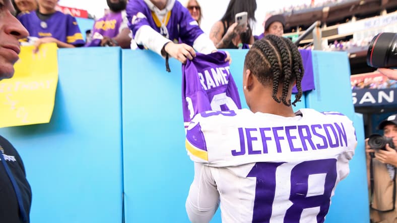 Vikings WR Justin Jefferson in 2024 at the Titans