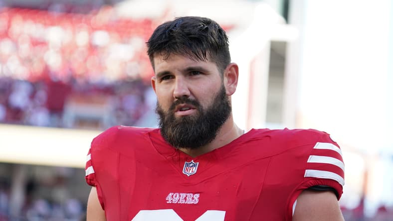 Matt Hennessy watches from the sideline during a 49ers preseason game against the Denver Broncos. Vikings trades