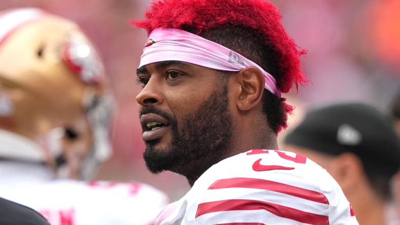 Jauan Jennings stands on the field during a 49ers game against the Jaguars at Levi’s Stadium. Vikings offseason
