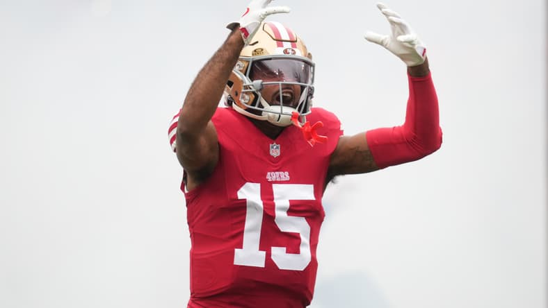 Jauan Jennings walks onto the field before a 49ers home game against the Titans at Levi’s Stadium. Vikings offense
