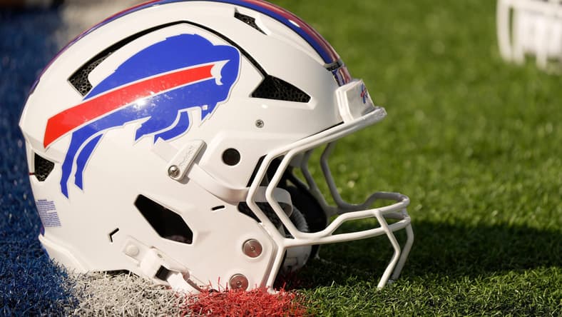 A Bills helmet in the preseason of 2025