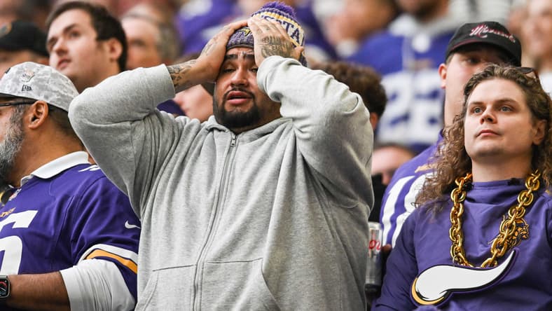 Vikings fans watch a loss to the Ravens in 2025