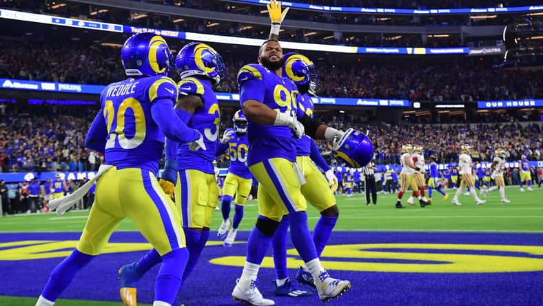 Rams DT Aaroon Donald winning the Super Bowl over the Bengals in 2021