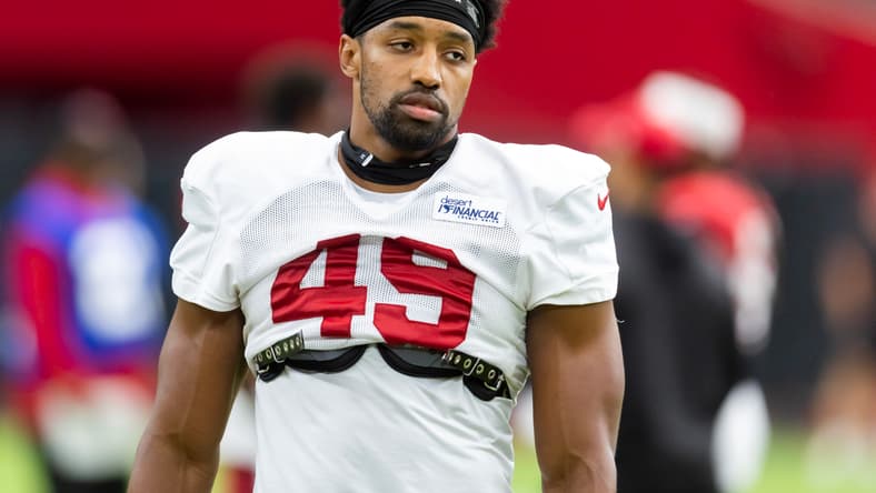Benton Whitley participates in Cardinals training camp practice.