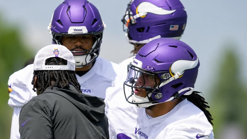 Domonique Orange participates in Vikings minicamp drills. Vikings offseason moves