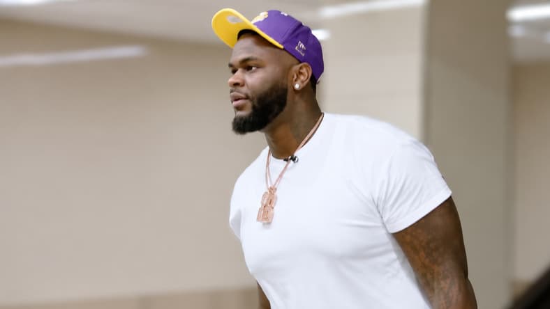 Caleb Banks sets foot at MSP Airport for his first day with the Vikings. Vikings training camp
