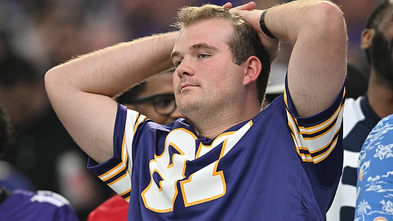 Vikings fans dismayed in the stands during a 2023 home game against the Chargers.