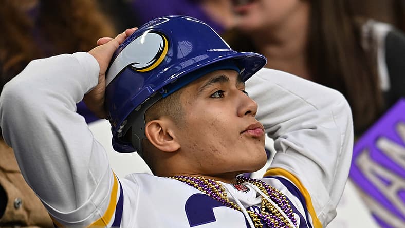 Vikings fans react during game vs. Colts at U.S. Bank Stadium.