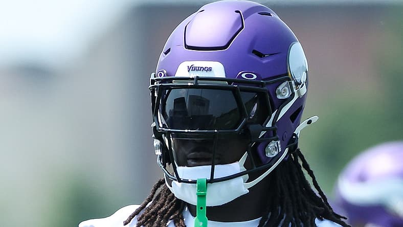 Andrew Van Ginkel and Brian Asamoah practice during Vikings minicamp at the team’s training facility.