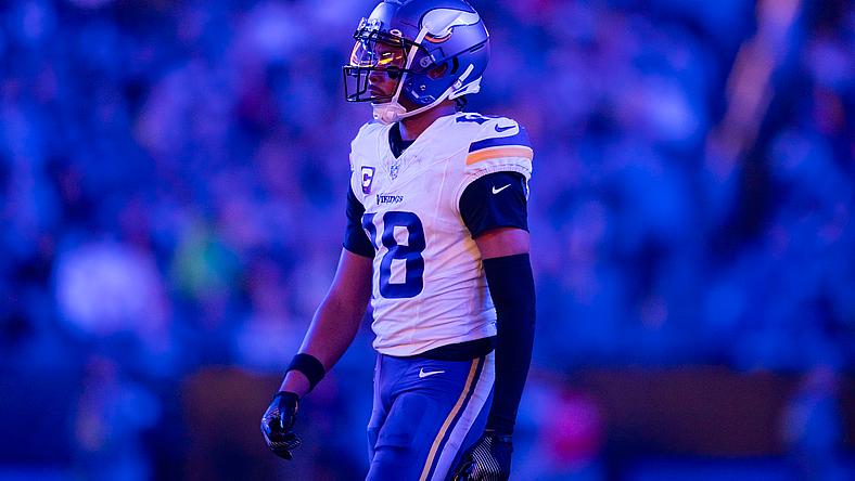 Justin Jefferson squares up against the Rams during NFC Wild Card action. Vikings top 100 players