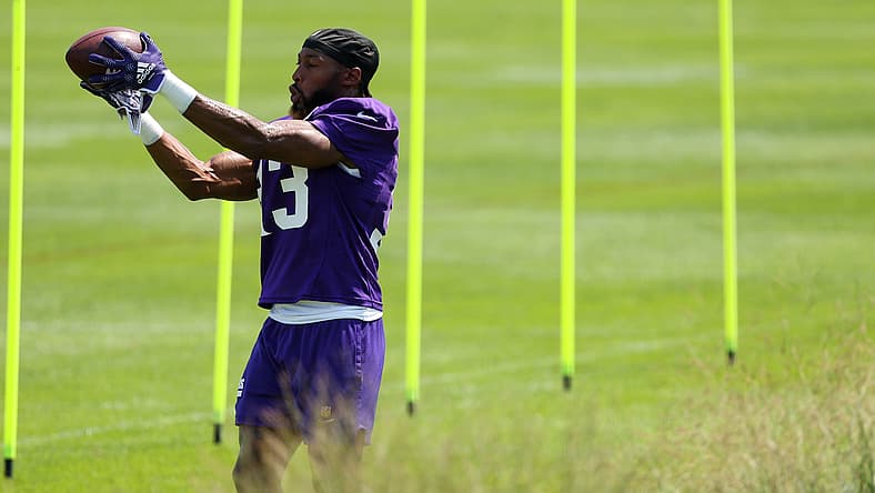 Vikings RB Aaron Jones at 2025 Training Camp.