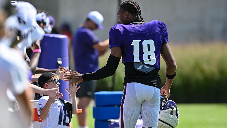 Justin Jefferson at Vikings training camp in 2024.