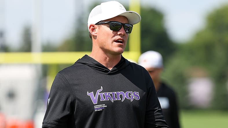 Vikings HC Kevin O'Connell at Training Camp in 2025.