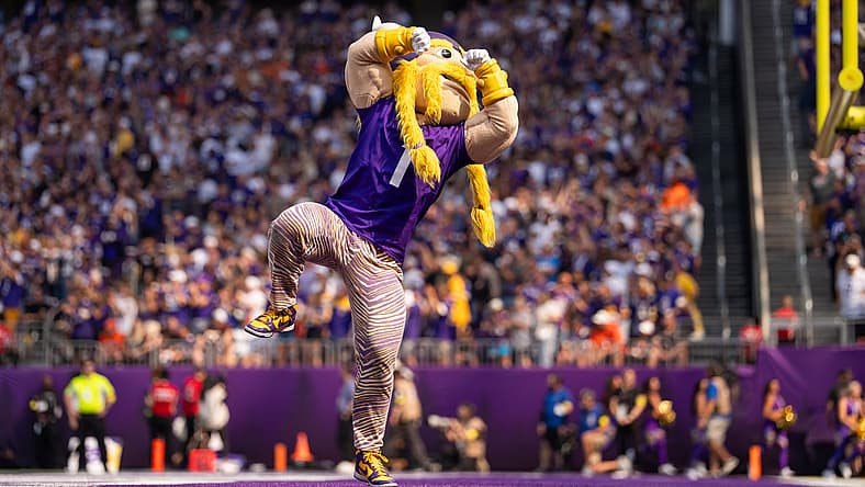 Vikings mascot Viktor in 2025
