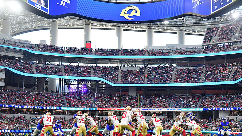 49ers QB Mac Jones against the Rams in 2025