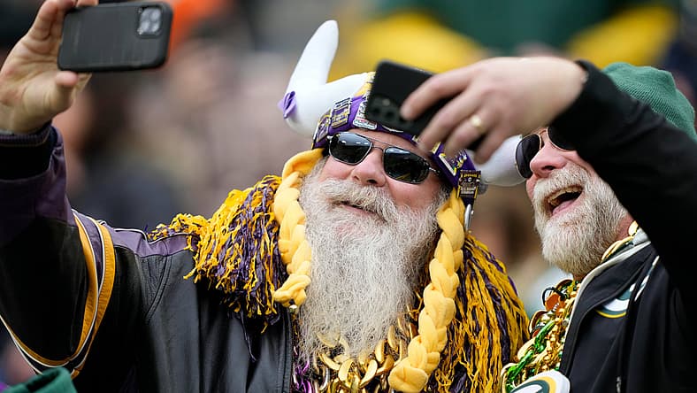 A Vikings fans at Lambeau Field in 2025.