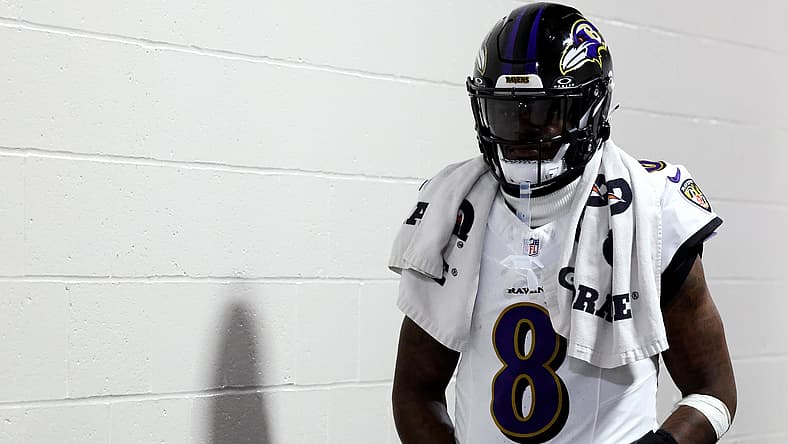 Ravens QB Lamar Jackson in Week 18 of 2025