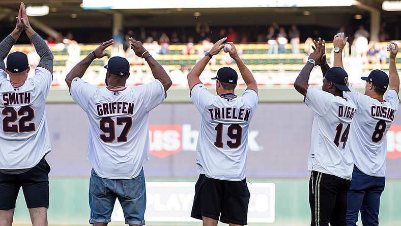 Vikings Players at a Twins game in 2018