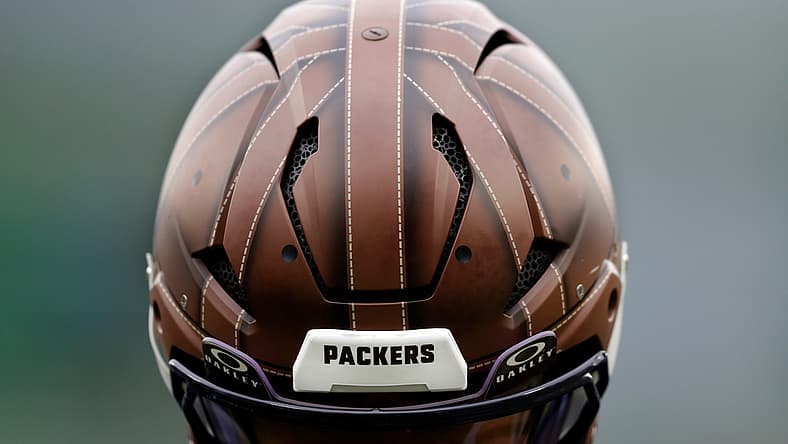 A Packers Helmet in 2024 worn by Josh Jacobs
