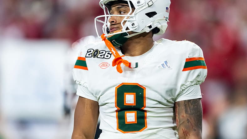 Jakobe Thomas lines up for Miami against Indiana in the national championship. Vikings training camp